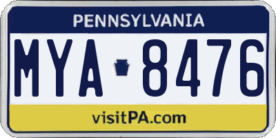 PA license plate MYA8476