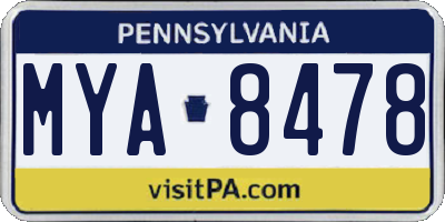 PA license plate MYA8478