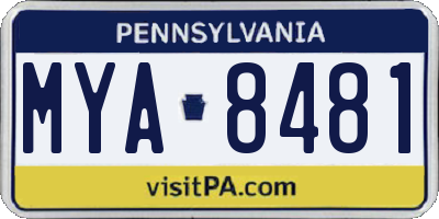 PA license plate MYA8481