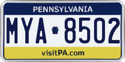 PA license plate MYA8502