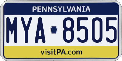 PA license plate MYA8505