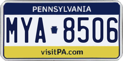 PA license plate MYA8506