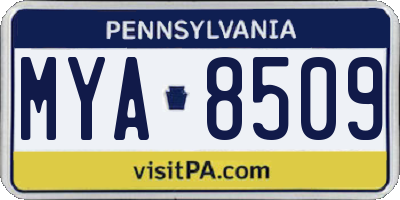 PA license plate MYA8509
