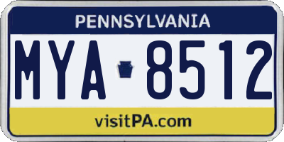 PA license plate MYA8512
