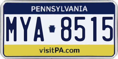 PA license plate MYA8515