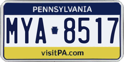 PA license plate MYA8517