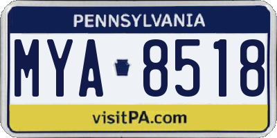 PA license plate MYA8518
