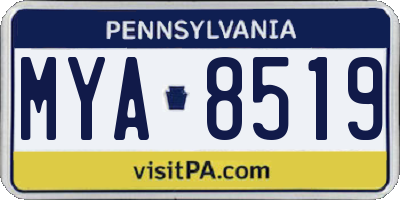 PA license plate MYA8519