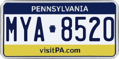 PA license plate MYA8520