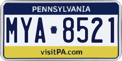 PA license plate MYA8521