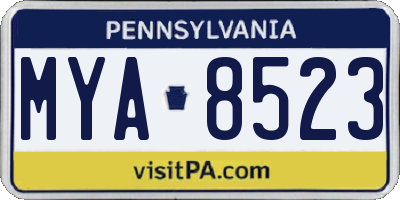 PA license plate MYA8523
