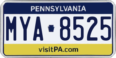 PA license plate MYA8525