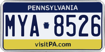 PA license plate MYA8526