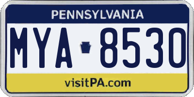 PA license plate MYA8530