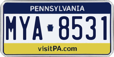 PA license plate MYA8531