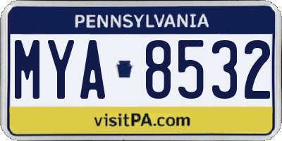 PA license plate MYA8532