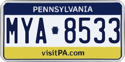 PA license plate MYA8533