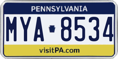 PA license plate MYA8534