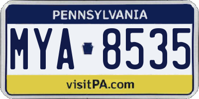 PA license plate MYA8535