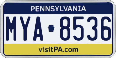 PA license plate MYA8536