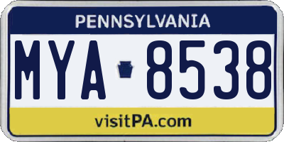 PA license plate MYA8538