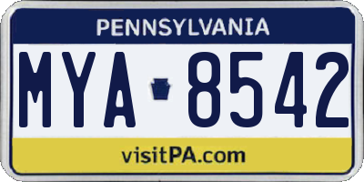 PA license plate MYA8542