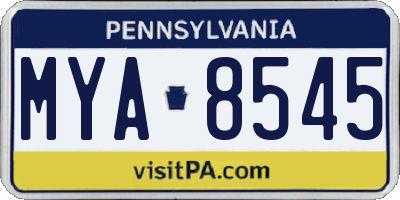 PA license plate MYA8545