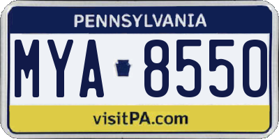 PA license plate MYA8550