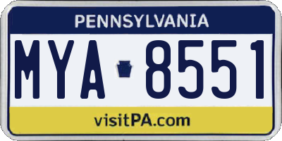 PA license plate MYA8551