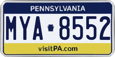 PA license plate MYA8552