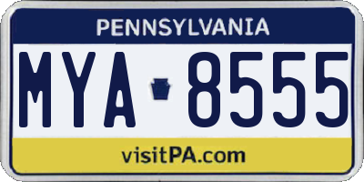 PA license plate MYA8555