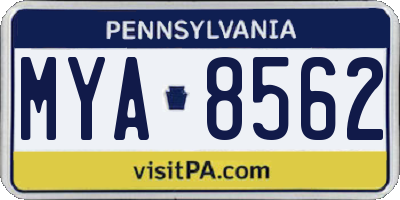PA license plate MYA8562