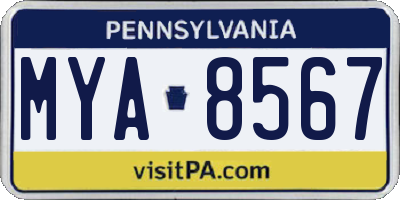PA license plate MYA8567