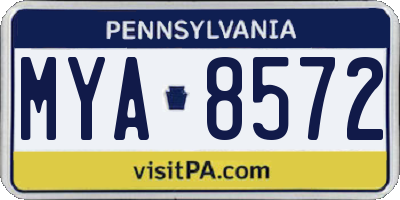 PA license plate MYA8572