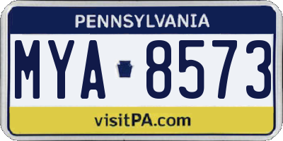 PA license plate MYA8573