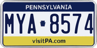 PA license plate MYA8574