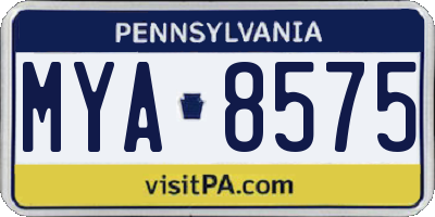 PA license plate MYA8575