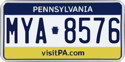 PA license plate MYA8576