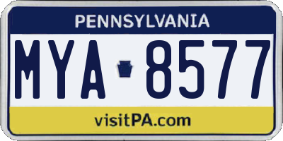 PA license plate MYA8577