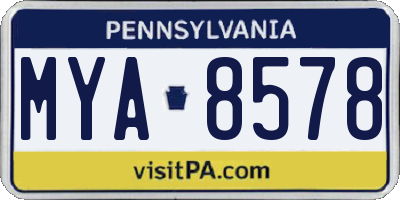PA license plate MYA8578