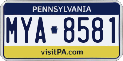 PA license plate MYA8581