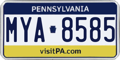 PA license plate MYA8585