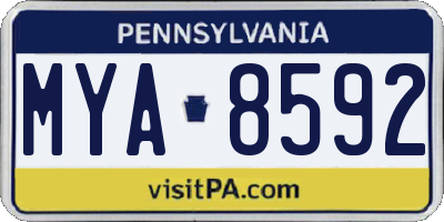 PA license plate MYA8592