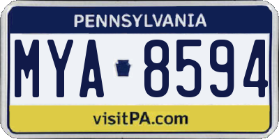 PA license plate MYA8594