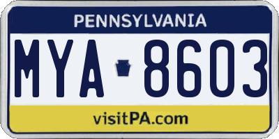 PA license plate MYA8603