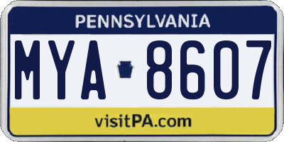 PA license plate MYA8607