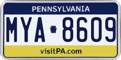 PA license plate MYA8609
