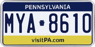 PA license plate MYA8610