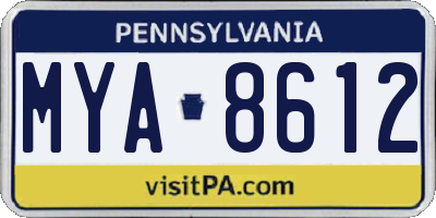 PA license plate MYA8612