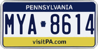 PA license plate MYA8614